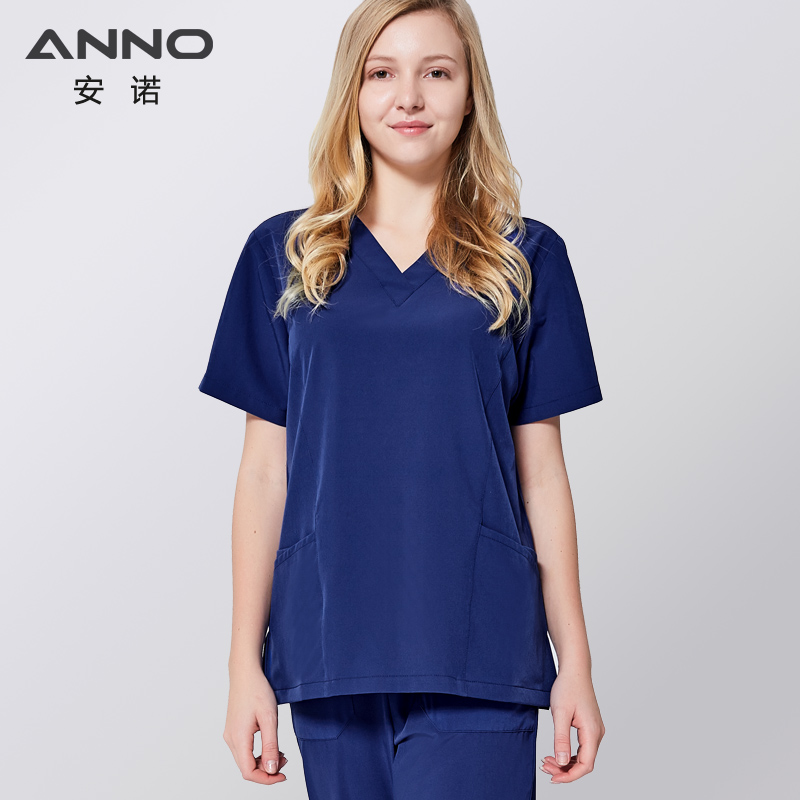 ANNO Elastic Scrubs Set Nursing Spandex Clinics Suit Unisex Non sticky hair Pet Hospital Clothing Nursing Uniforms