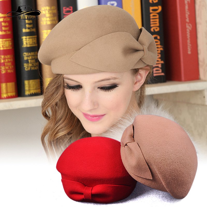 New Fashion Women Beret Hat 100% wool Vintage Warm Wool Winter Women Beret French Artist Beanie Hat Cap For Sweet Girl Gift