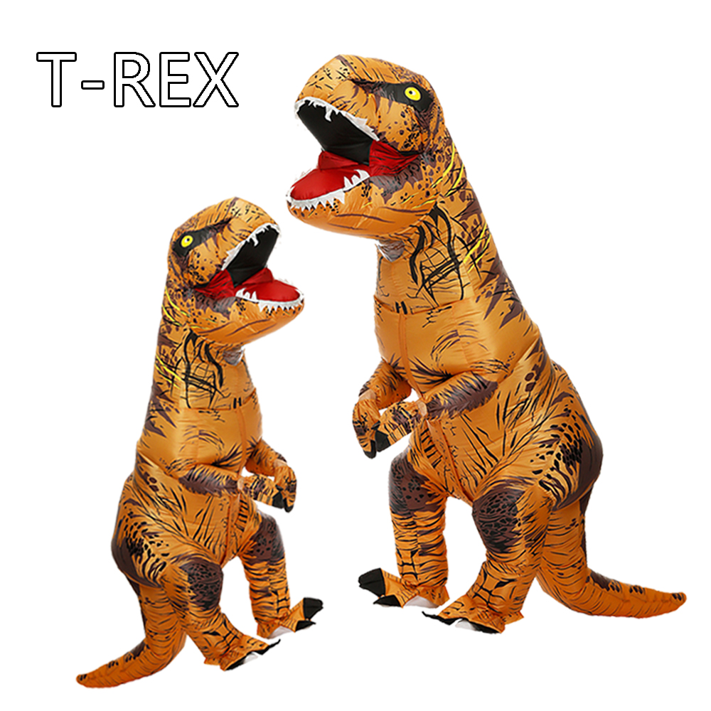 Brown T-REX Dinosaur Cosplay Parent-child Inflatable Costume Halloween Party Dress Carnival Cosplay Costumes Christmas Clothes