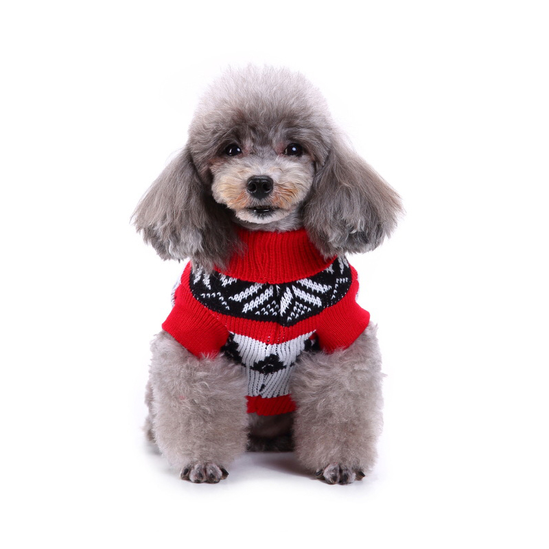 Printing Puppy Dog Sweater Winter Warm Clothing For Small Dogs Christmas Costume Chihuahua Coat Knitting Crochet Cloth Pet Cloth