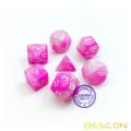 Bescon Mini Gemini Two Tone Polyhedral RPG Dice Set 10MM, Small Mini RPG Role Playing Game Dice Set D4-D20 in Tube, Pink Blossom