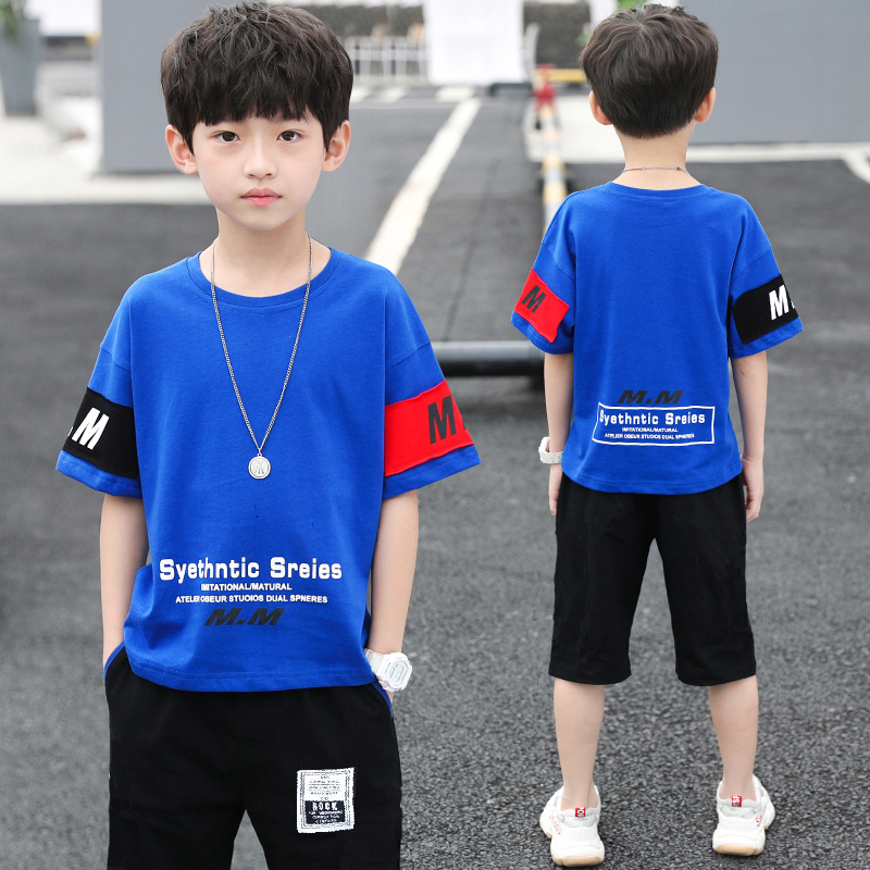 New Summer Boys Clothing Sets Children T-shirt Short Sleeve +Pants Set Two Pieces Set Kids Baby Boys Clothes 6 8 10 11 12 Years