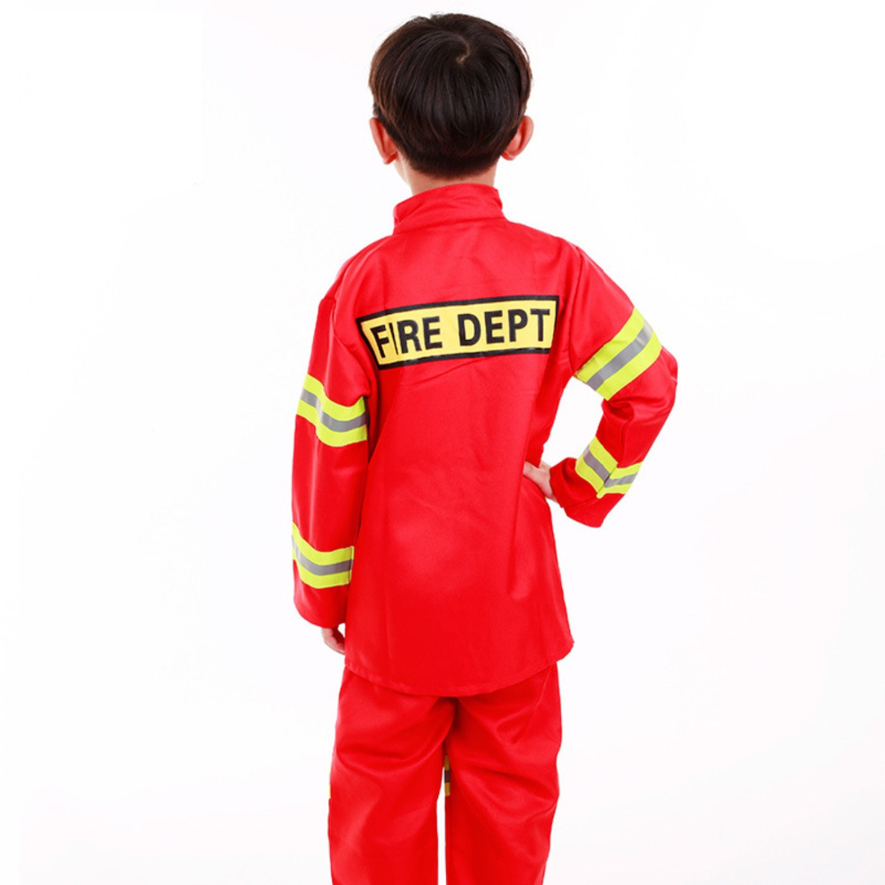 Umorden Kids Firefighter Cosplay Little Fireman Firemen Costume Uniform for Boy Child Halloween Carnival Party Costumes