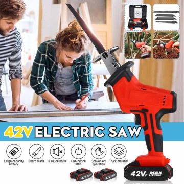 42V Cordless Reciprocating Saw Portable Replacement Electric Saw Metal Wood Cutting Machine Tool with 4 Blades 1 or 2 Batterys