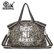 IKSNAIL Fashion Women Reversible Sequins Leather Gym Bags For Fitness Sports Bag Shoulder Crossbody Bag Travel Duffel Handbag