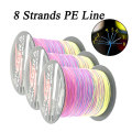 AS 8 Strands 100M 300M 500M 1000M Multicolor PE Braid Fishing Line Multifilament Saltwater Fishing Weave Supe Fishing Tackle