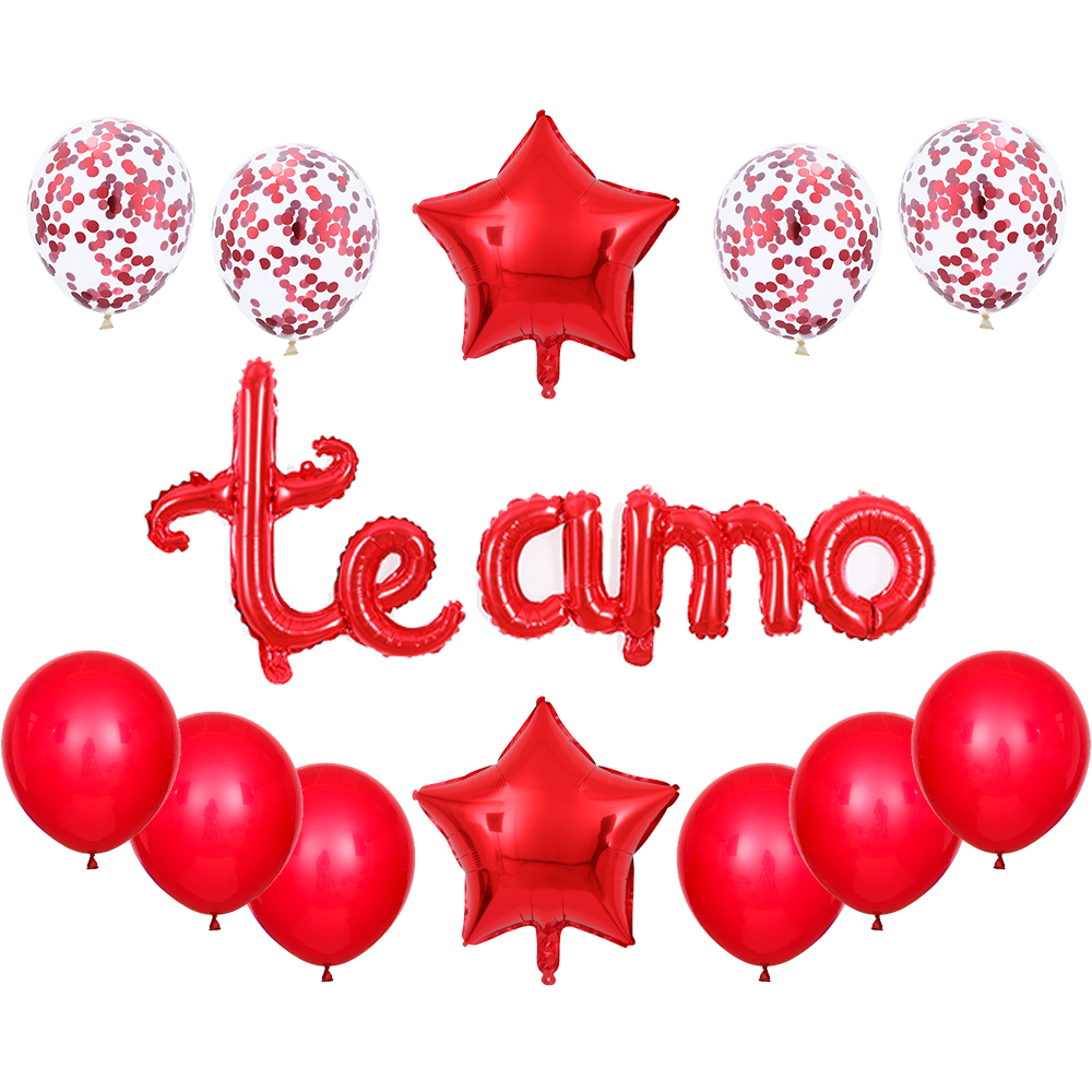 13pcs/set Spanish Te amo Letter Balloon Groom Bride Anniversary Ballons Romantic Wedding Valentines Decoration Supplies Baloon