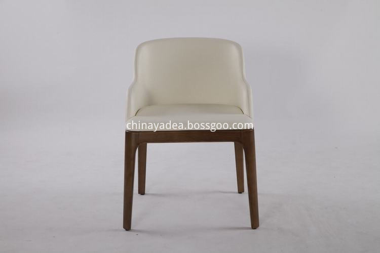 wooden frame leather dining chair