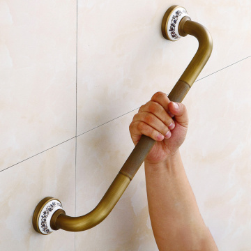 Antique Grab Bars Bathroom Wall-mount Safety Assist Handle Towel Rack Bathtub Handrail Brass Anti-slip Elderly Armrest Hardware