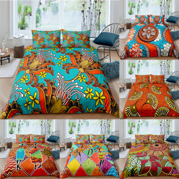 ZEIMON African Bedding Set Floral Duvet Cover Set Vintage Bed Linen Ethnic Bed Set Kids Bedclothes Girl Boys Home Textiles