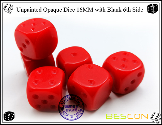 Unpainted Opaque Dice 16MM with Blank 6th Side-11