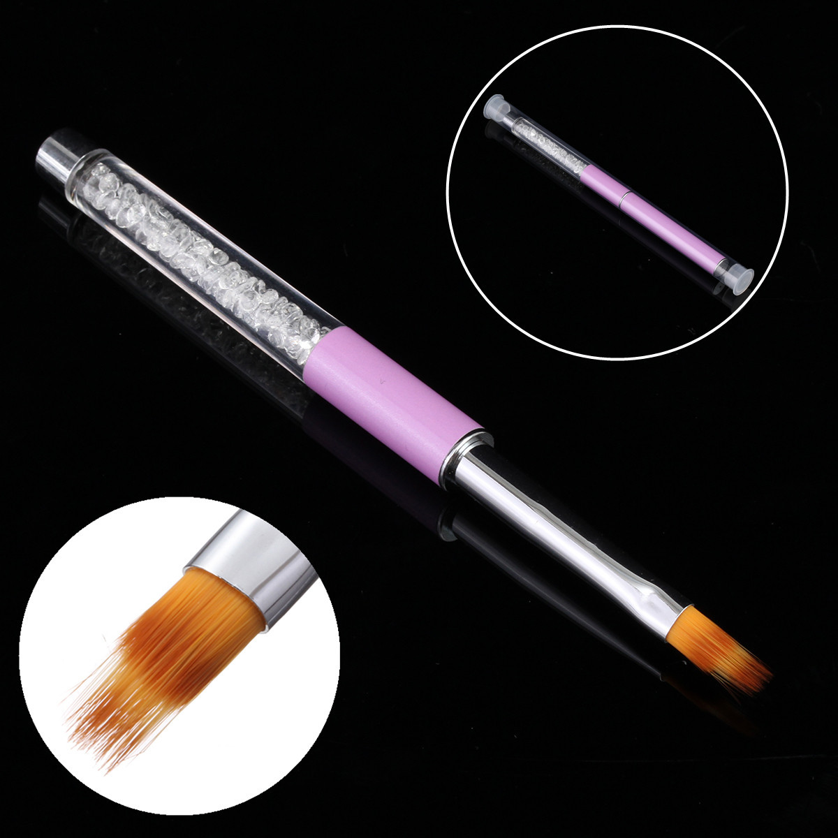 Pro UV Gel Nail Brush Rhinestone Handle Nylon Hair Ombre Nail Brush Nail Art Tools Flower Painting Coating Shaping Brushes