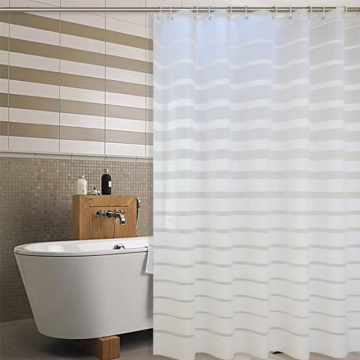 Plastic Shower Curtains PEVA White Striped Bath Screen for Home Hotel Bathroom Waterproof Mold Proof Curtain with Hooks