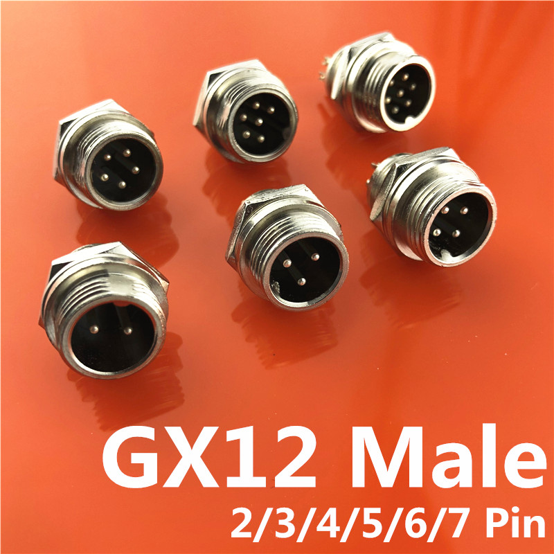 1pc Male GX12 2/3/4/5/6/7 Pin 12mm Wire Panel Connector Aviation Connector Plug Circular Socket Plug with Lid Cap L116-121