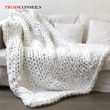 100x180cm Coarse Wool Knitted Blanket Winter Warm Thick Yarn wool Bulky Plaid Blankets Handmade Large Big Sofa Cover Blanket