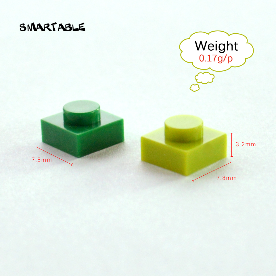 Smartable Plate 1x1 Building Block MOC Parts DIY LOGO Pixel Art QR Code Brick Toy 80 Different Colors Compatible 3024 578pcs/lot