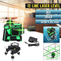 3D 12 Lines Adjustable Laser Levels 360 Self Leveling Horizontal Vertical Cross Green Laser Waterproof Beam Measuring Equipment