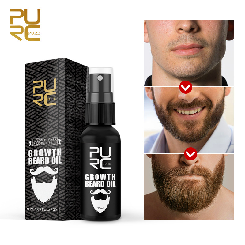 PURC 100% Natural Organic Growth Beard Oil Grow Beard Thicker Smoothing Beard Care Hair Loss Products TSLM1