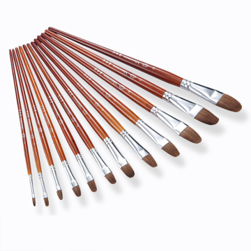 Zhouxinxing Round head weasel brush 6 pcs wood handle oil paint pen watercolor gouache pen art teaching brush painting supplies