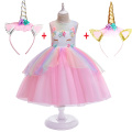 Girl Unicorn Fantasy Princess Dress For 3-10 Years Kids Girsl Birthday Wedding Party Clothing Children Costume Set