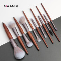 MAANGE 11Pcs Makeup Brushes Set Cosmetic Foundation Powder Blush Eye Shadow Lip Blend Wooden Make Up Brush Tool Kit Maquiagem