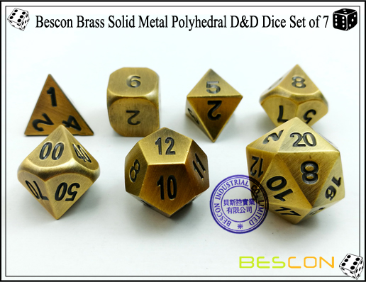 Bescon Brass Solid Metal Polyhedral D&D Dice Set of 7-4