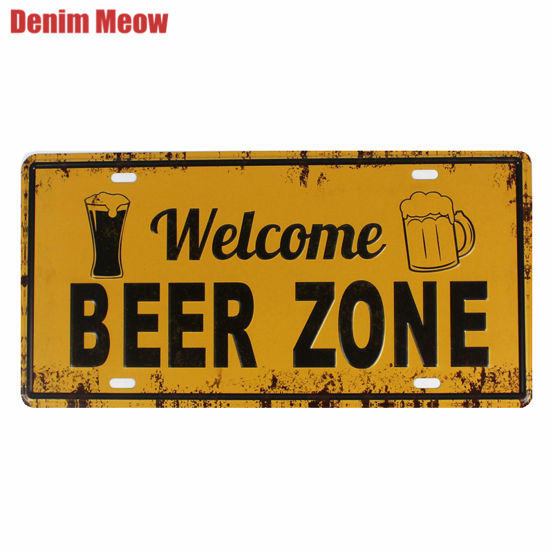 WELCOME BEER ZONE Vintage Metal Tin Signs Car Bar Garage Cafe Decor Wall Painting Art Poster Iron Billboard Plates Plaque N179