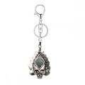Gemstone Crystal CAB Silver Skull Stone KeyChains Natural Stone Skeleton Key Ring Alloy Skull Key Chains for Birthday Gift