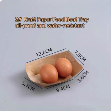 85ml Compostable Kraft Paper Lunch Boxes Boat Style