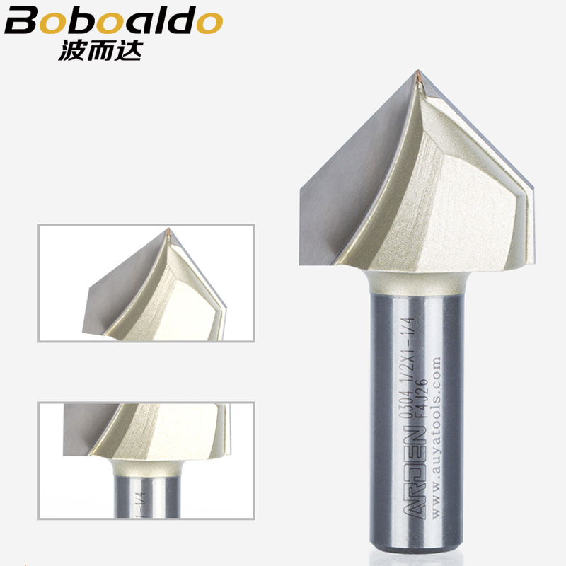 1pcs 1/4 1/2 Two Flutes V-Groove And Engraving Cutter TC bevelling Arden Router bit chamfering End mill producing mortar grooves