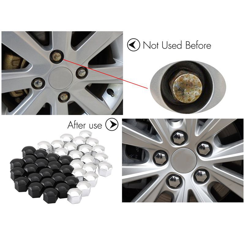 20Pcs Car Wheel Nut Covers Caps 17 19 21mm Wheel Lug Bolt Center Nut Caps Anti-Rust Hub Screw Protector Car Accessories