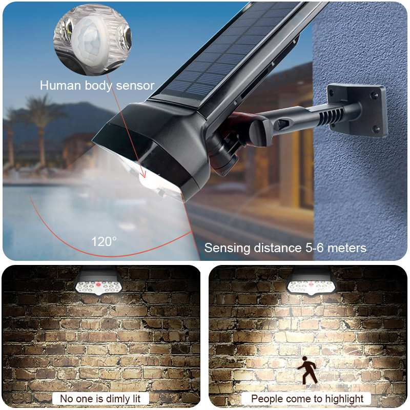17 LED Motion Sensor Solar Garden Lights IP67 Waterproof Solar Powered Wall Lights 2-in-1 Wireless Outdoor Landscape Spotlights