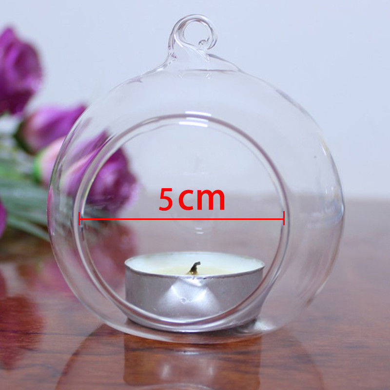 Round Hollow Glass Candle Holder Wedding Candlestick Europe Style Fine Transparent Crystal Glass Candlestick Dining Home Decor #