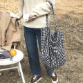 Extra Large Women Woolen Canvas Bags Houndstooth Pattern Design Female Big Tote Handbag Casual Shoulder Shopping Bag For Ladies