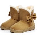Women Snow Boots Warm Winter Casual Fur Ankle ShoesFemale Bowtie Non Slip Plush Suede Rubber Flat Slip On Fashion Ladies