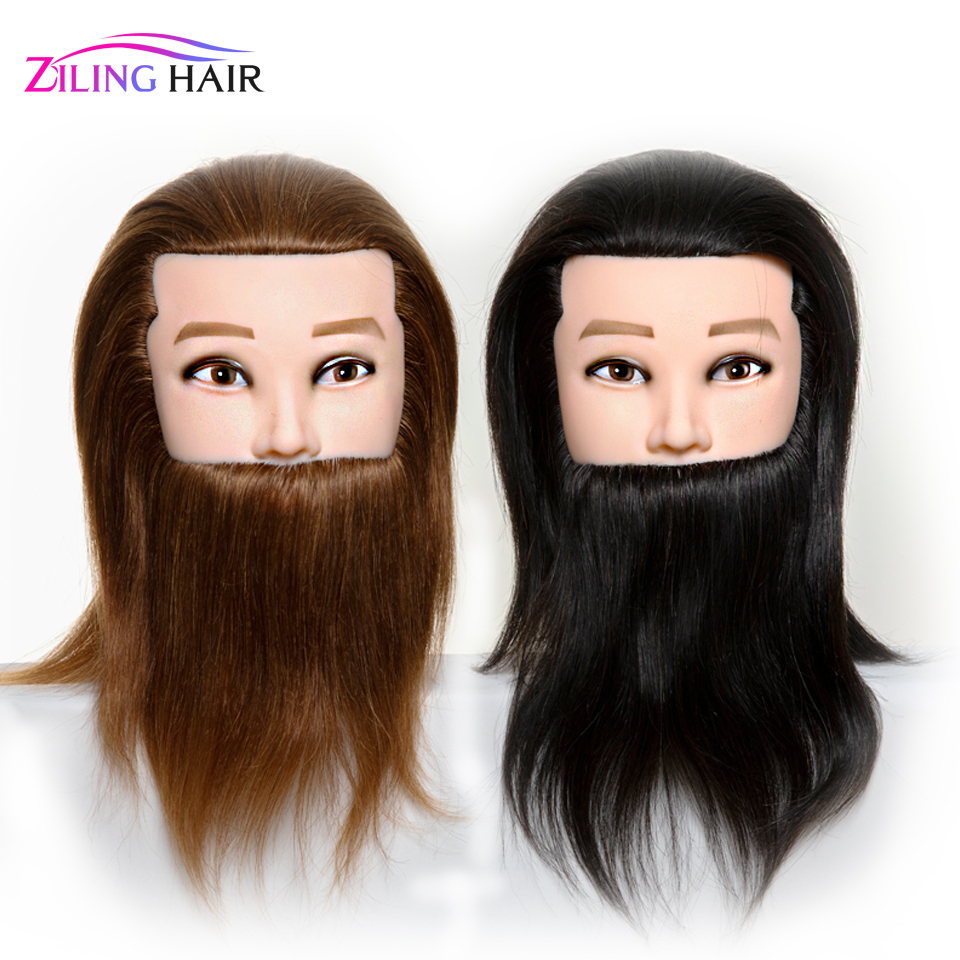 Male Mannequin Hairdressing Training Head With 100% Real Human Hair And Beard Manequin Hair Doll Manikin Head For Barber Salon