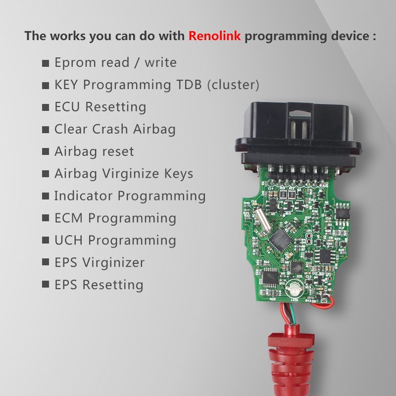 Renolink V1.87 OBD2 forRenault ECU Programmer V1.52 CD Software Key Coding UCH Matching Dashboard Coding ECU Resetting Functions