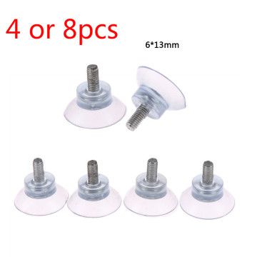 4/8pcs Screw Rubber Strong Suction Cup Replacements Glass Transparent Sucker Plastic Hooks For Glass Storage Tool Bathroom Shelf
