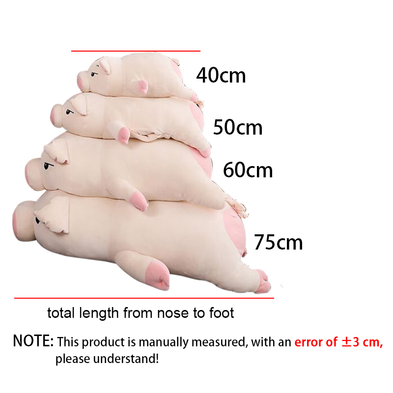 Squishy Pig Stuffed Doll Lying Plush Piggy Toy White/Pink Animals Soft Plushie 60cm with Warmer Blanket Kids Comforting Gift