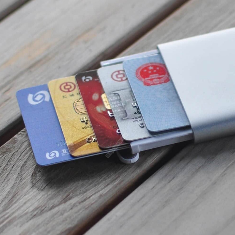 New MIIIW Card Holder Stainless Steel Silver Aluminium Credit Card Case Women Men ID Card Box Case Pocket Purse
