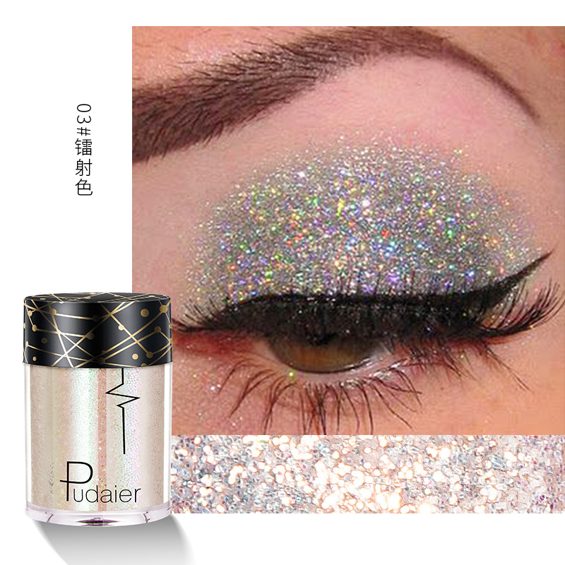 pudaier 36 Colors Highlighter Loose Glitter Shimmer Powder Face Body Hair Eye Glitter Pigments Makeup High Gloss Flash TSLM1