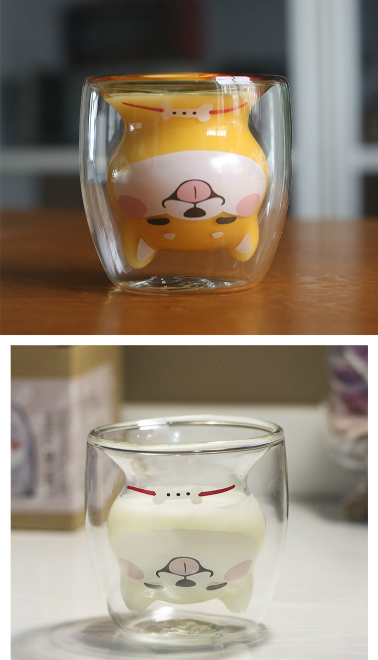 Handmade Creative Shiba Inu Cup Lemon Mug Cat Cup Milk Mug Breakfast Cups Cocktail Diamond Glass Mug Personality Drinkware