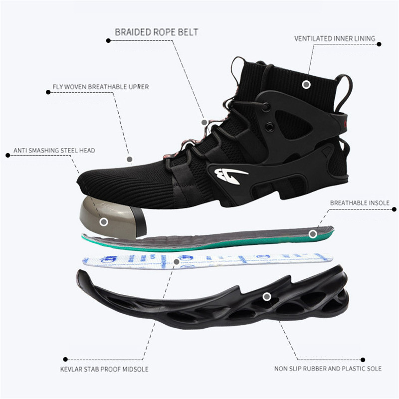 Anti-Smashing And Anti-Piercing Steel Toe Cap Work Safety Shoes Men's Protective Structure High-Top Breathable Sports Boots