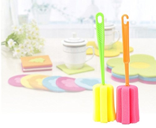 2 PCS kichen Cleaning Tool Bottle Coffe Tea Glass Cup Mug Sponge Cleaning Washing Brush (Random Color)