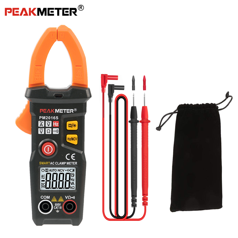 PEAKMETER PM2016S PM2016A Smart Mini Digital Clamp Meter Automatically Adjust AC Current Clamp Meter Frequency NCV Tester
