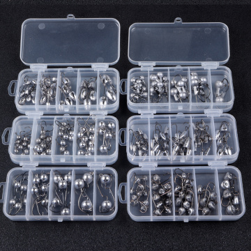 1Box Mixed Weight Jig Head Hook Set Exposed Lead Jig Hooks Crank Jig Head Hook for Carp Fishing Lure Soft Worm