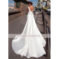 Mermaid White Satin Wedding Dresses Jewel Neck Custom Made Floor Length Robe De Mariee Bridal Dresses