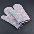2pc/set Heat Resistant Silicone Kitchen Gloves Oven Mitts Thicker Silicone Cooking Glove Microwave Oven Kitchen Print Gloves