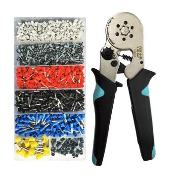 1250pcs Terminal +Stripper Crimper Mini Electrical HSC8 Precision Clamp AWG23-10 0.06-6mm 6-6A Tubular Crimping Pliers Tools Set