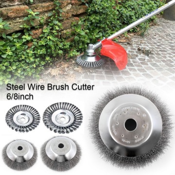 150/190mm Steel Trimmer Head Garden Weed Steel Wire Brush Break-proof Rounded Edge Weed Trimmer Head for Power Lawn Mower Grass